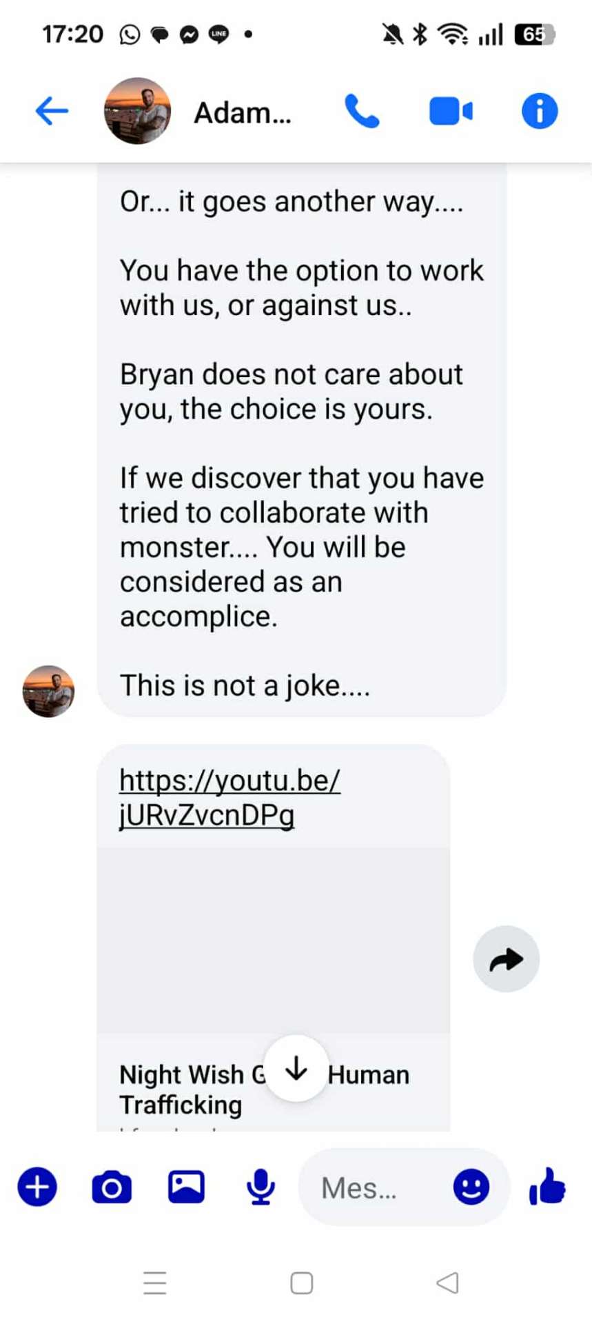Adam Howell threatening messages continued